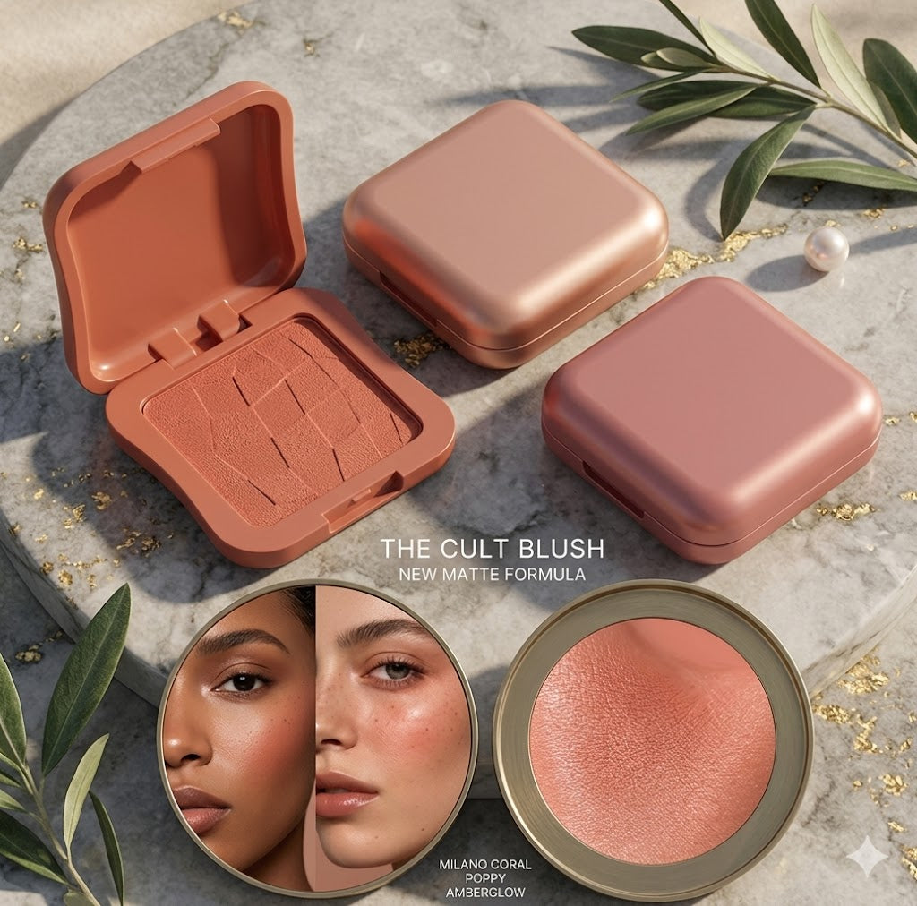 6-Color Natural Glow Blush Palette – 2-in-1 Blush & Eyeshadow, Creamy Blendable, Waterproof Long-Lasting for All Skin Tones