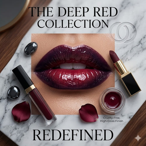 Cherry Cola Tone Lip Makeup Combo 2Pcs Set Black Lip Pencil + Glossy Dark Red Lip Gloss Long Wear For Fair To Deep Skin