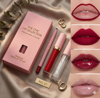 Dusty Rose Nude Brown Deep Red Matte Lip Kit 3Pcs Waterproof Sweat Resistant Precise Lip Liner Lipstick Combo Vegan Friendly Daily Y2K Cosmetic Ideal For Valentine's Day Gift