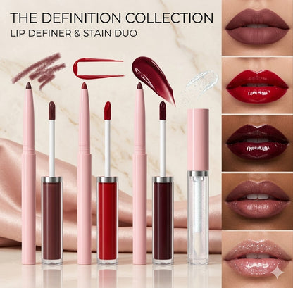 Dusty Rose Nude Brown Deep Red Matte Lip Kit 3Pcs Waterproof Sweat Resistant Precise Lip Liner Lipstick Combo Vegan Friendly Daily Y2K Cosmetic Ideal For Valentine's Day Gift
